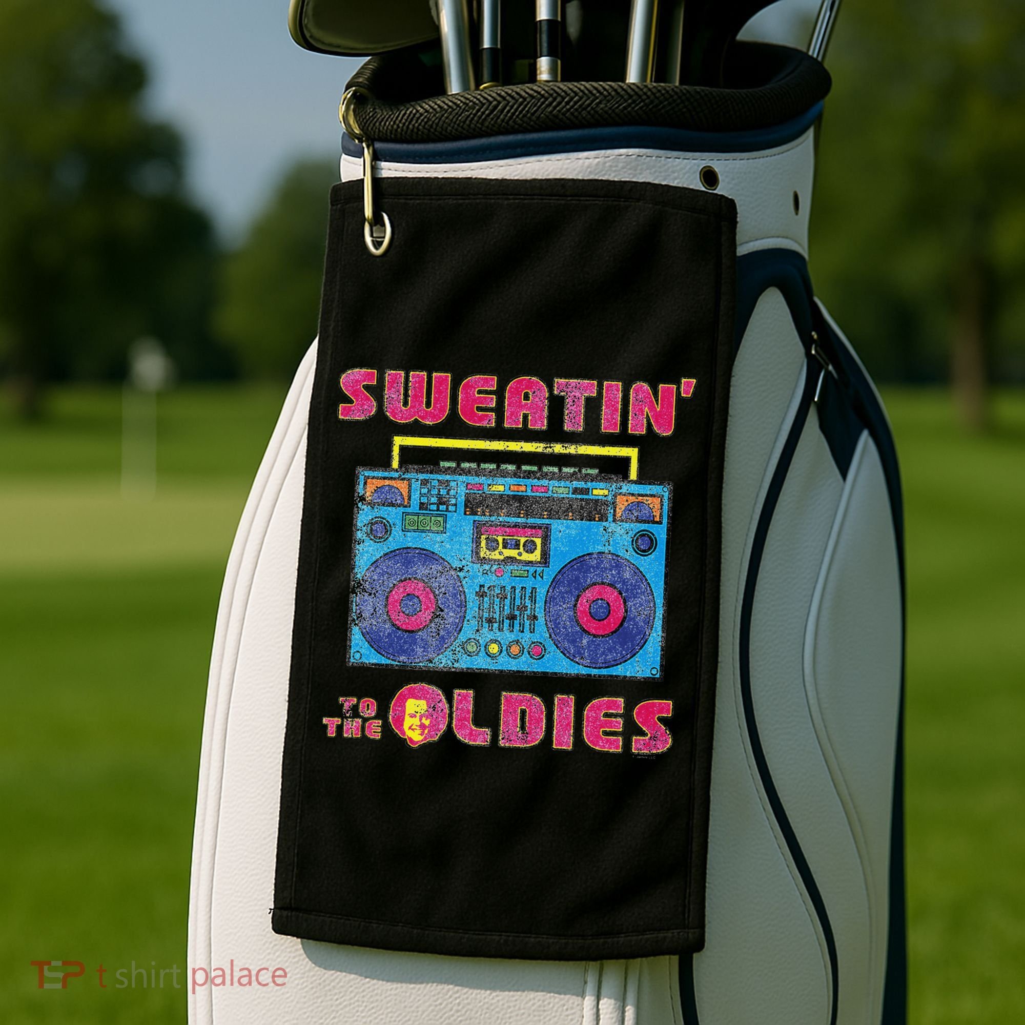 Sweatin To The Oldies Retro Boombox Golf Towel