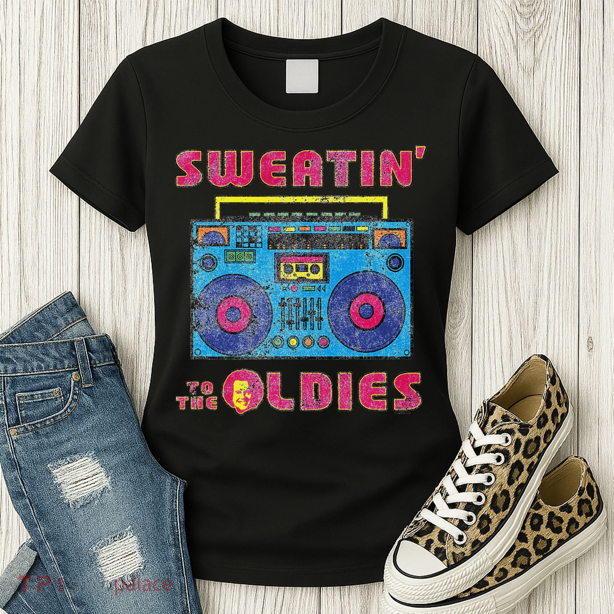 Sweatin To The Oldies Retro Boombox Women's T-Shirt