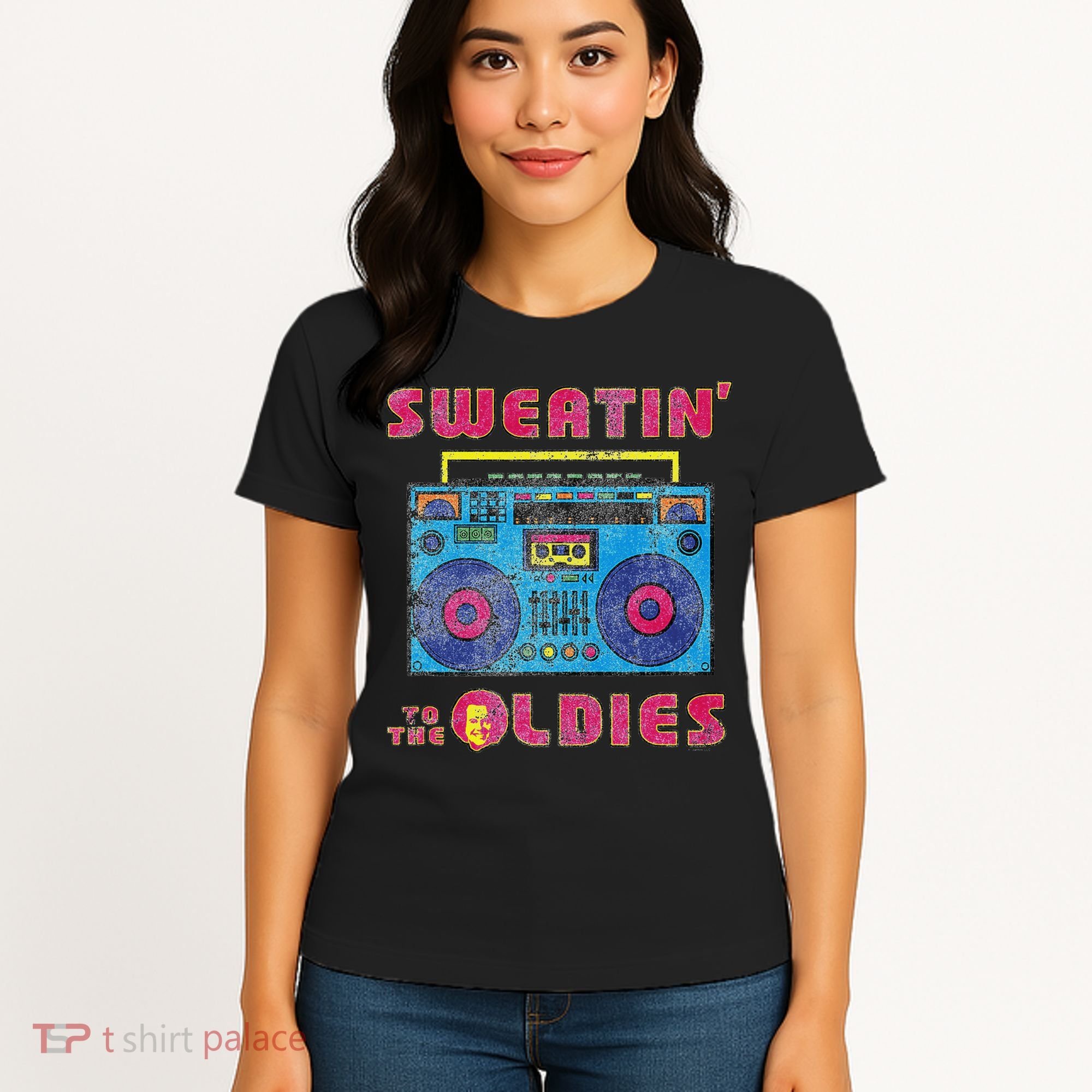 Sweatin To The Oldies Retro Boombox Women's T-Shirt