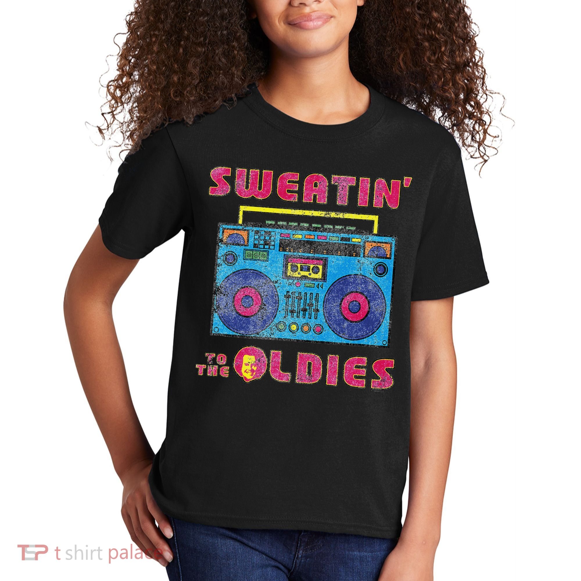 Sweatin To The Oldies Retro Boombox Kids T-Shirt