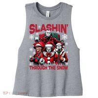 Slasin Through The Snow Series Xmas Horror Christmas Merry Creep Women's Racerback Cropped Tank thumb 0