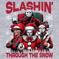 Slasin Through The Snow Series Xmas Horror Christmas Merry Creep Women's Racerback Cropped Tank thumb 2