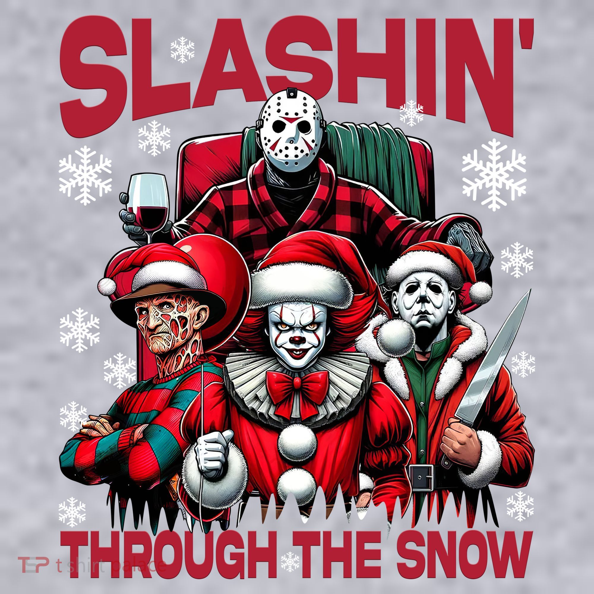Slasin Through The Snow Series Xmas Horror Christmas Merry Creep Women's Racerback Cropped Tank