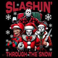 Slasin Through The Snow Series Xmas Horror Christmas Merry Creep Stripe Pom Pom Beanie thumb 2