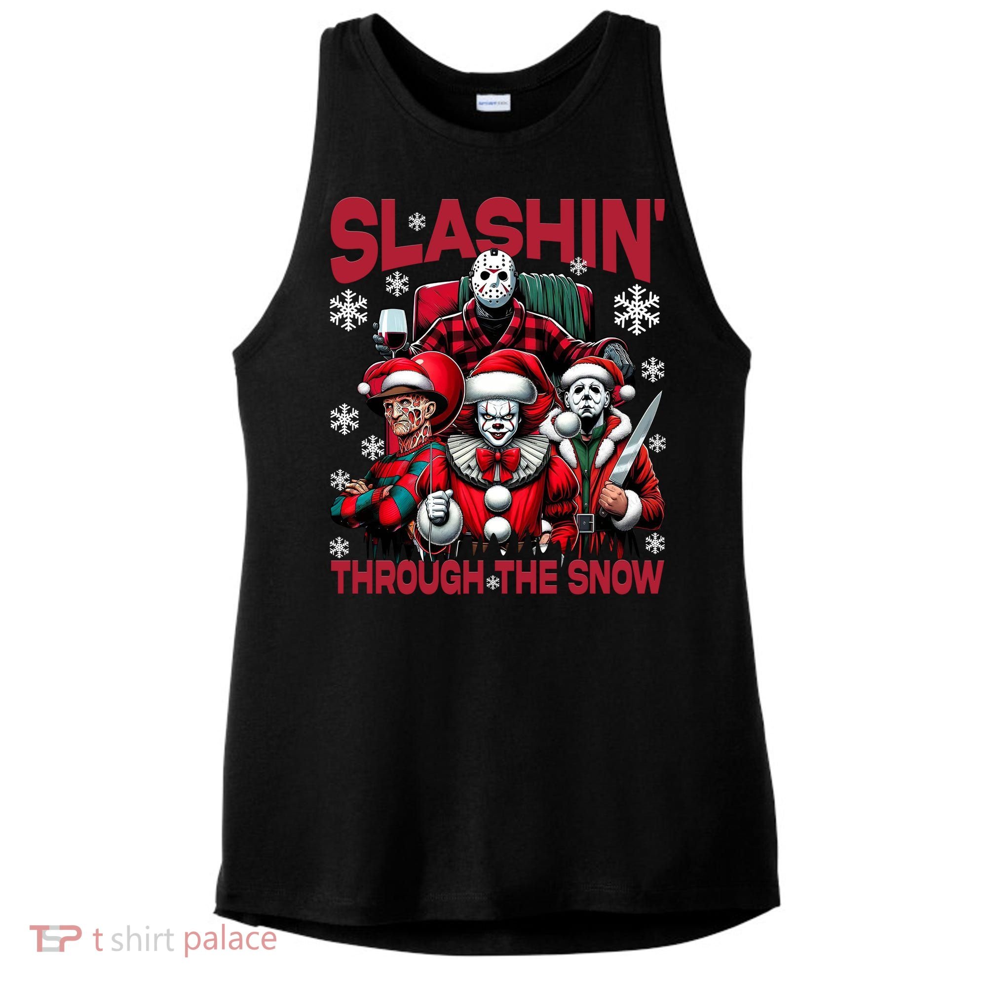 Slasin Through The Snow Series Xmas Horror Christmas Merry Creep Ladies PosiCharge Tri-Blend Wicking Tank