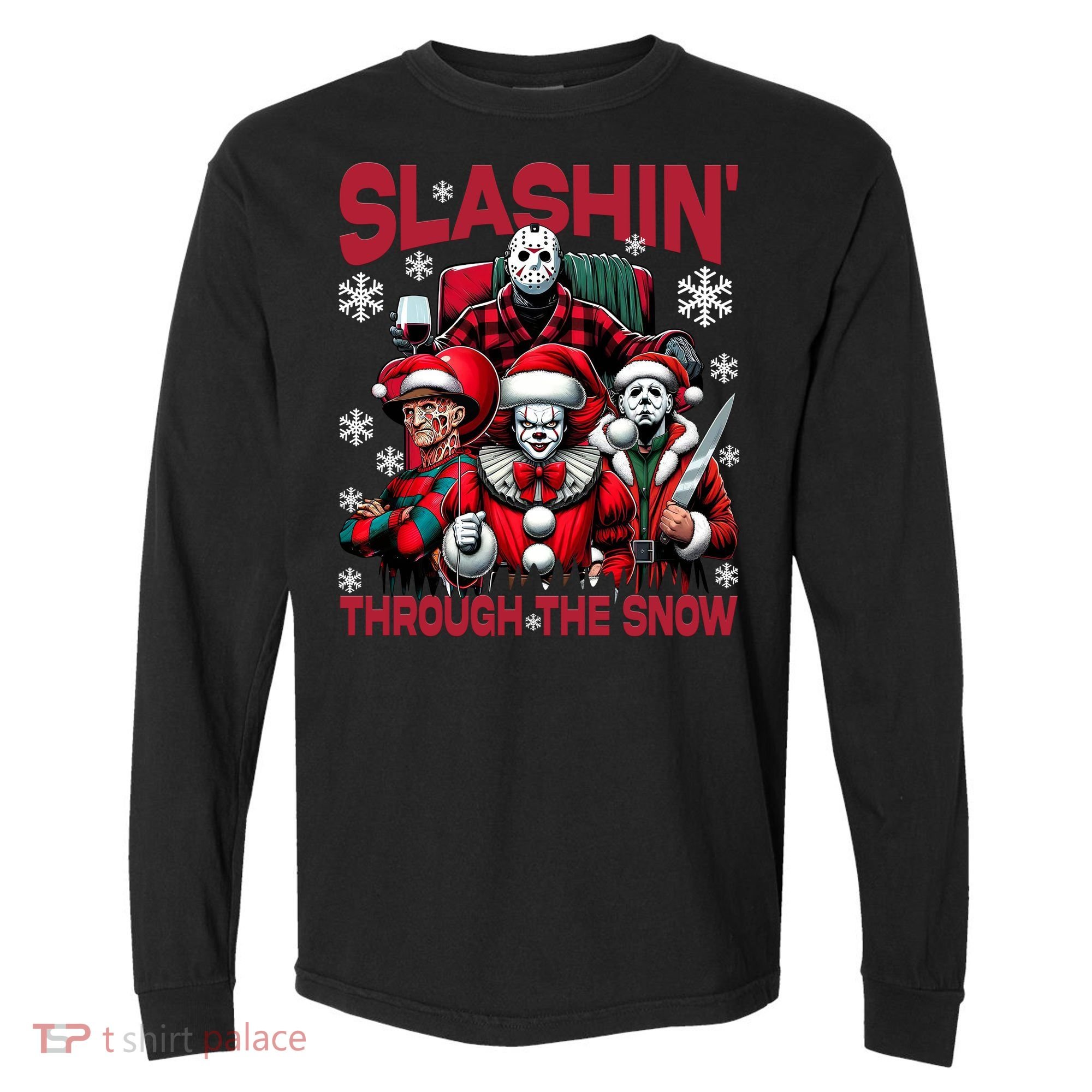 Slasin Through The Snow Series Xmas Horror Christmas Merry Creep Comfort Colors Heavyweight Long Sleeve T-Shirt
