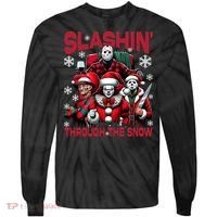 Slasin Through The Snow Series Xmas Horror Christmas Merry Creep Tie-Dye Long Sleeve Shirt thumb 0