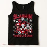 Slasin Through The Snow Series Xmas Horror Christmas Merry Creep Tank Top thumb 2