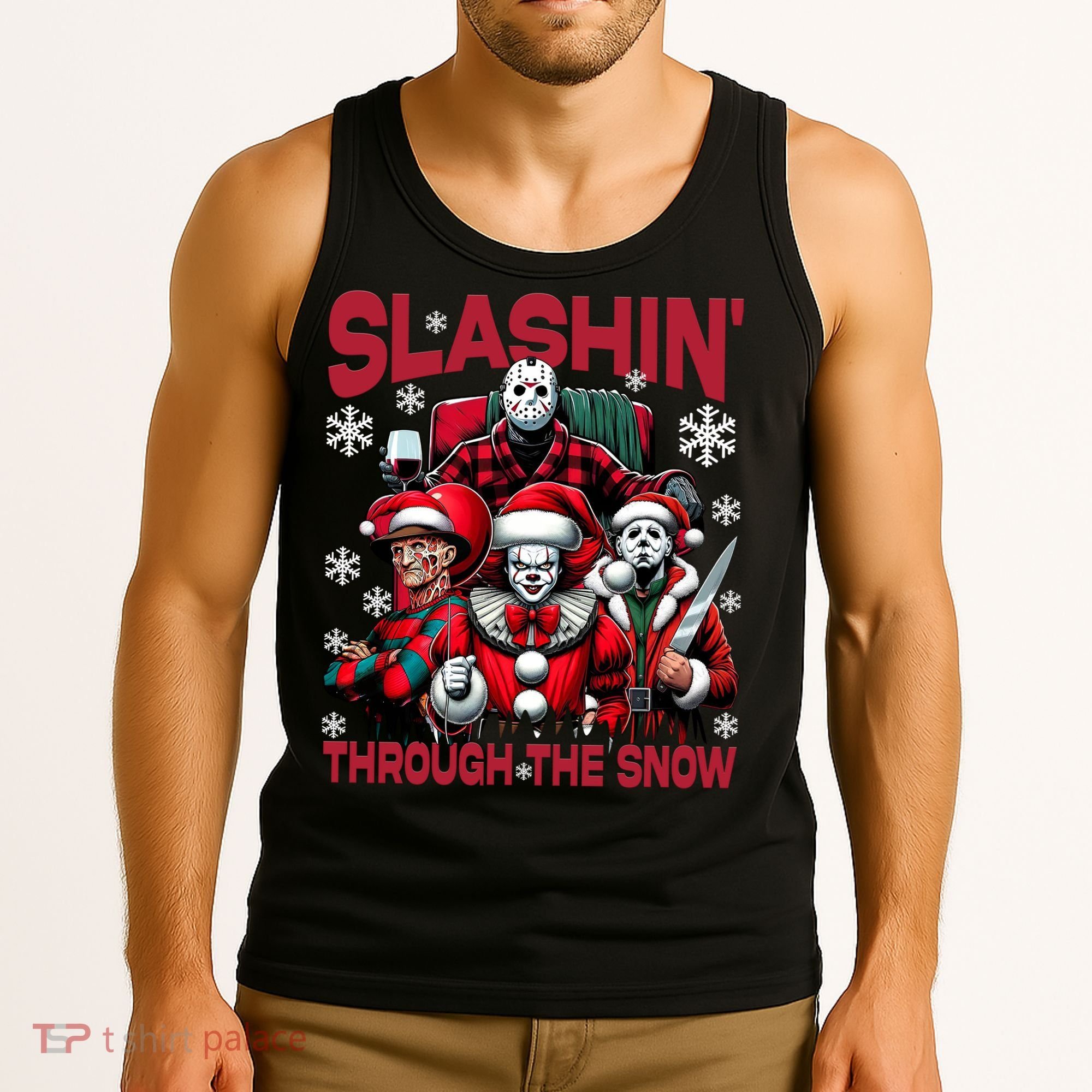 Slasin Through The Snow Series Xmas Horror Christmas Merry Creep Tank Top