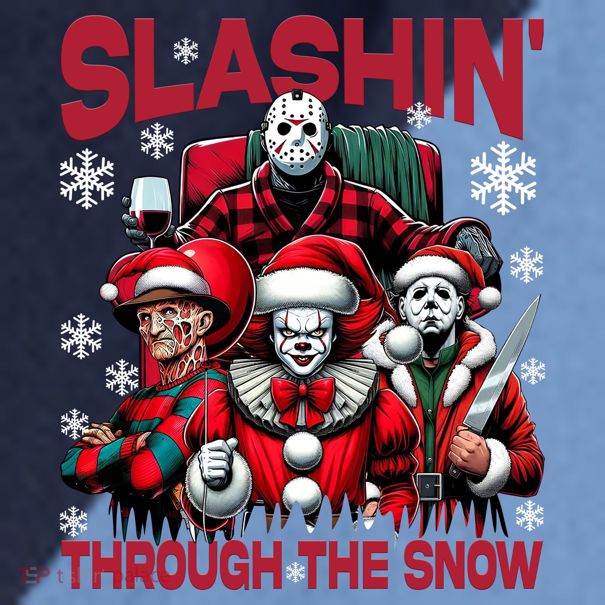 Slasin Through The Snow Series Xmas Horror Christmas Merry Creep Raglan Baseball Sleeve Shirt