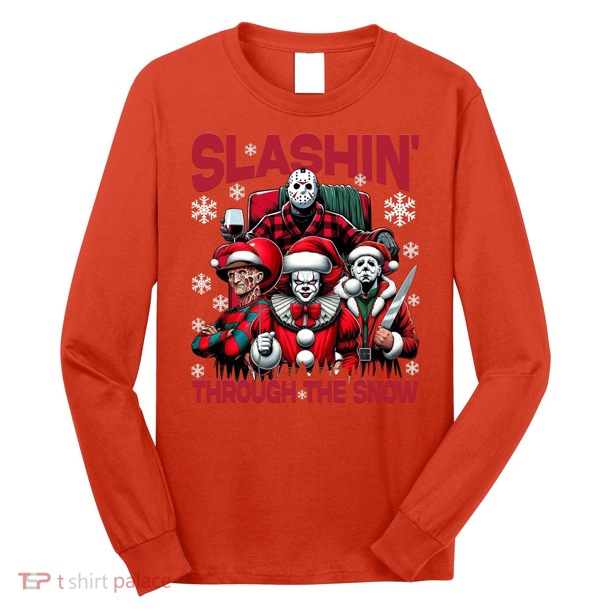 Slasin Through The Snow Series Xmas Horror Christmas Merry Creep Long Sleeve Shirt