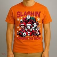 Slasin Through The Snow Series Xmas Horror Christmas Merry Creep T-Shirt thumb 3