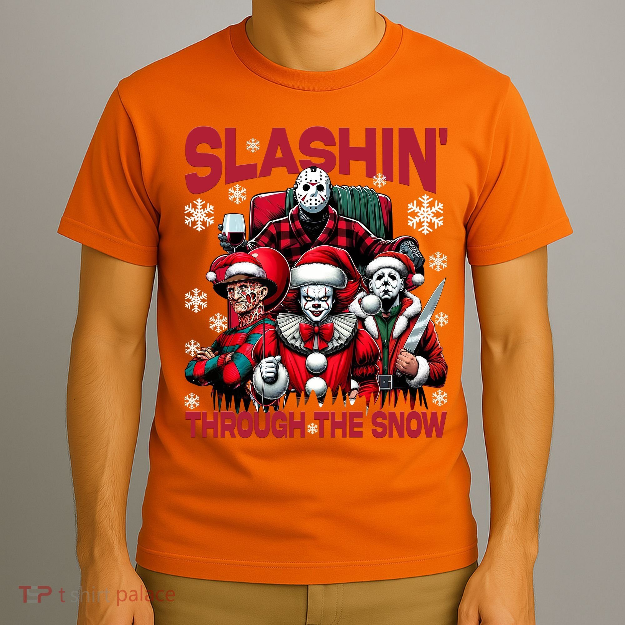 Slasin Through The Snow Series Xmas Horror Christmas Merry Creep T-Shirt