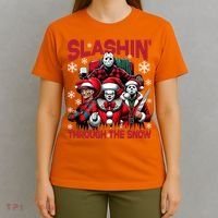 Slasin Through The Snow Series Xmas Horror Christmas Merry Creep T-Shirt thumb 4