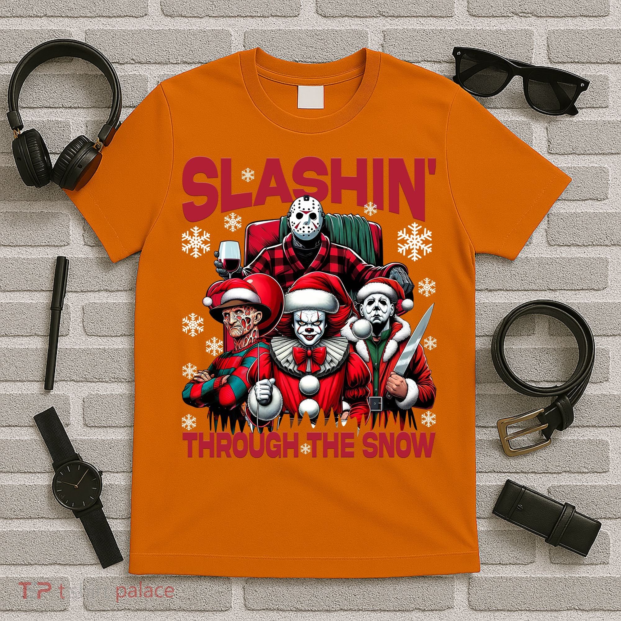 Slasin Through The Snow Series Xmas Horror Christmas Merry Creep T-Shirt