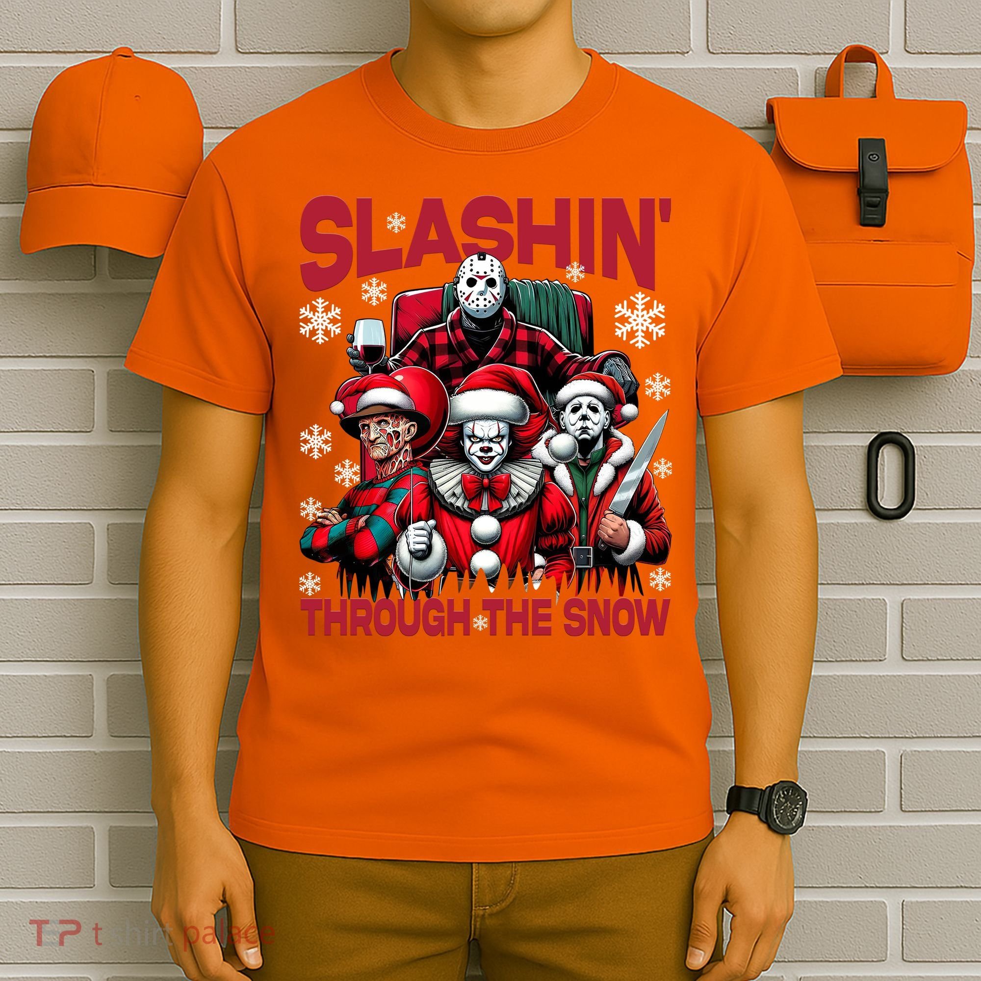 Slasin Through The Snow Series Xmas Horror Christmas Merry Creep T-Shirt