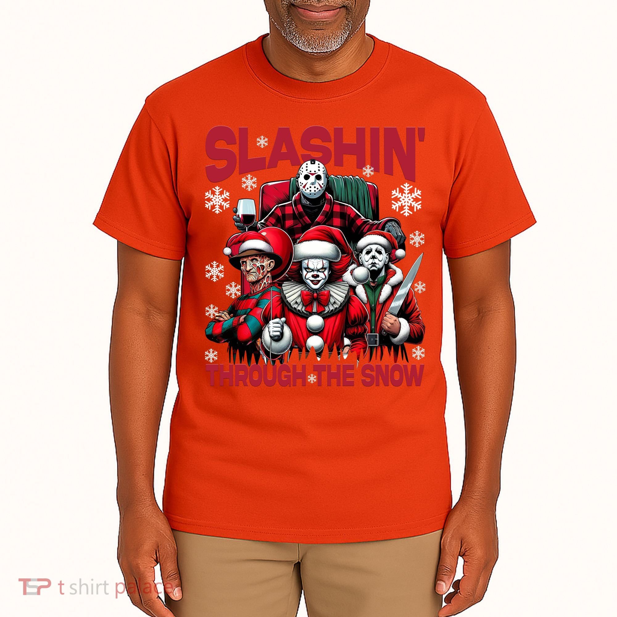 Slasin Through The Snow Series Xmas Horror Christmas Merry Creep Tall T-Shirt
