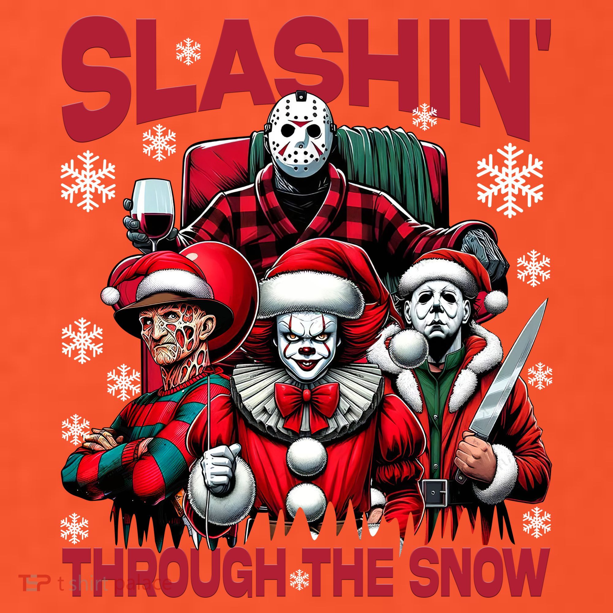 Slasin Through The Snow Series Xmas Horror Christmas Merry Creep Kids Hoodie