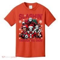 Slasin Through The Snow Series Xmas Horror Christmas Merry Creep Kids T-Shirt thumb 0