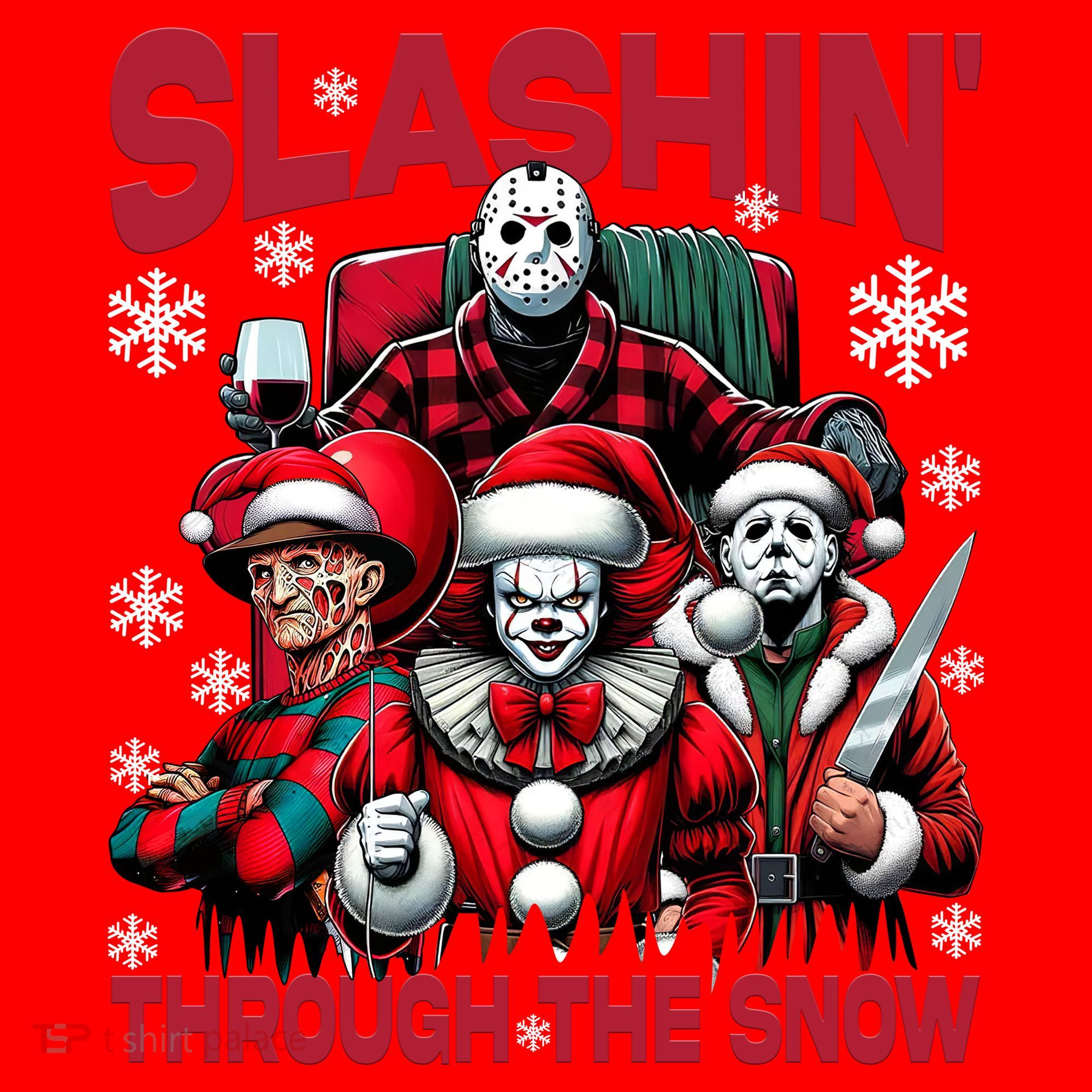 Slasin Through The Snow Series Xmas Horror Christmas Merry Creep Santa Hat