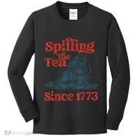 Spilling The Tea Since 1773 Patriotic History Teacher Kids Long Sleeve Shirt thumb 0