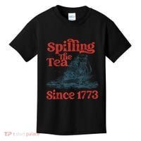 Spilling The Tea Since 1773 Patriotic History Teacher Kids T-Shirt thumb 0