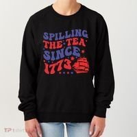 Spilling The Tea Since 1773 Retro Groovy History Teacher Fun Women's Sweatshirt thumb 0