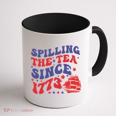 Spilling The Tea Since 1773 Retro Groovy History Teacher Fun Coffee Mug back