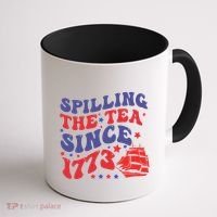 Spilling The Tea Since 1773 Retro Groovy History Teacher Fun Coffee Mug thumb 1