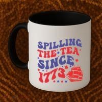 Spilling The Tea Since 1773 Retro Groovy History Teacher Fun Coffee Mug thumb 2