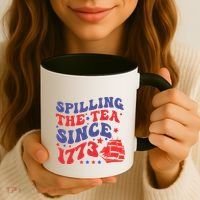 Spilling The Tea Since 1773 Retro Groovy History Teacher Fun Coffee Mug thumb 3