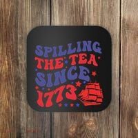 Spilling The Tea Since 1773 Retro Groovy History Teacher Fun Coaster thumb 0