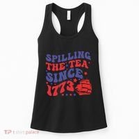 Spilling The Tea Since 1773 Retro Groovy History Teacher Fun Women's Tank Top thumb 0
