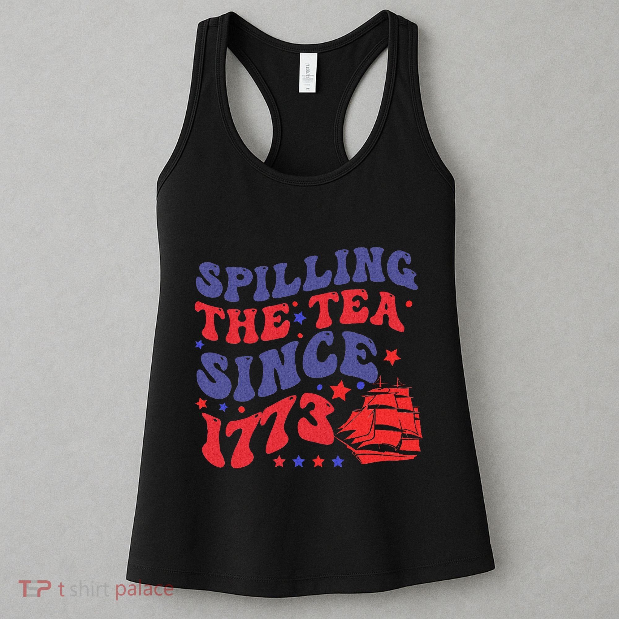 Spilling The Tea Since 1773 Retro Groovy History Teacher Fun Women's Tank Top