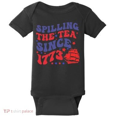 Spilling The Tea Since 1773 Retro Groovy History Teacher Fun Baby Bodysuit