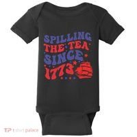 Spilling The Tea Since 1773 Retro Groovy History Teacher Fun Baby Bodysuit thumb 0