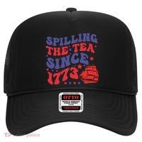 Spilling The Tea Since 1773 Retro Groovy History Teacher Fun Hat thumb 0