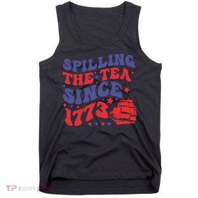 Spilling The Tea Since 1773 Retro Groovy History Teacher Fun Tank Top