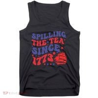 Spilling The Tea Since 1773 Retro Groovy History Teacher Fun Tank Top thumb 0