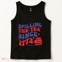 Spilling The Tea Since 1773 Retro Groovy History Teacher Fun Tank Top thumb 2