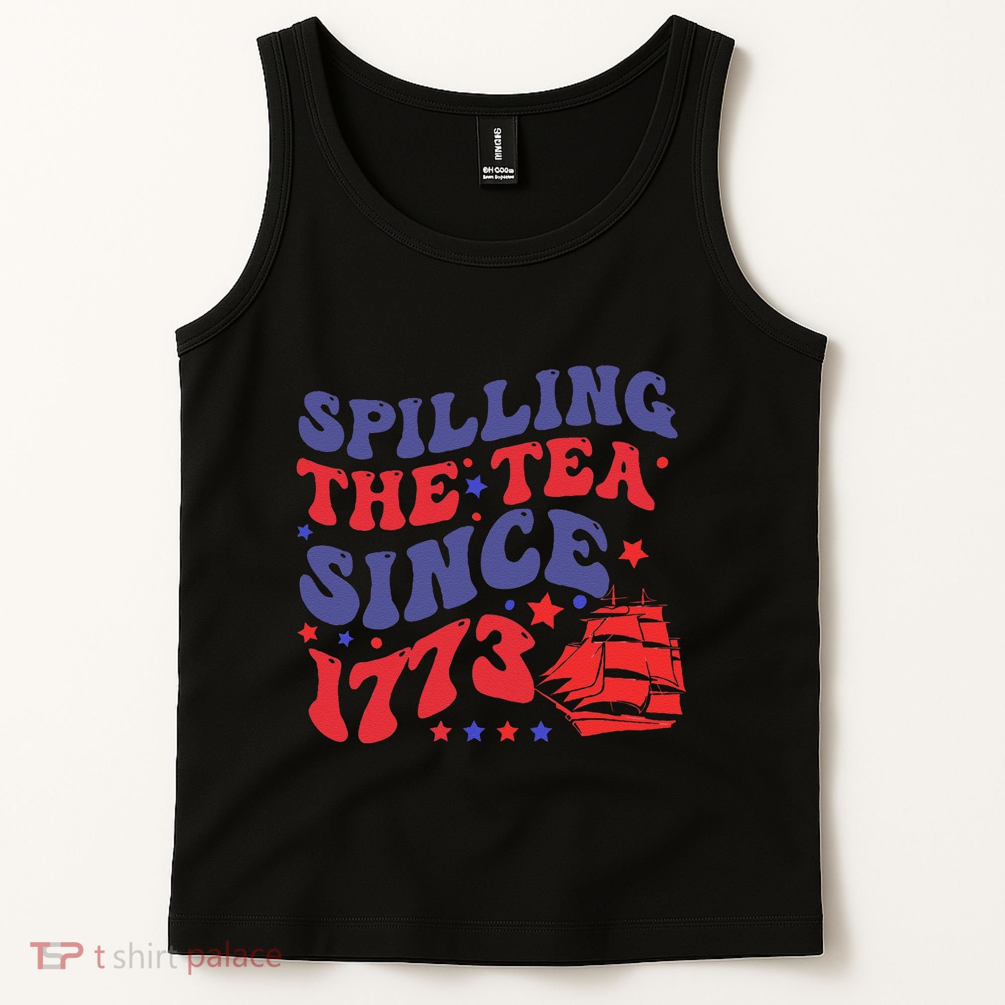 Spilling The Tea Since 1773 Retro Groovy History Teacher Fun Tank Top