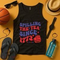 Spilling The Tea Since 1773 Retro Groovy History Teacher Fun Tank Top thumb 4