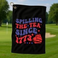 Spilling The Tea Since 1773 Retro Groovy History Teacher Fun Golf Towel thumb 1