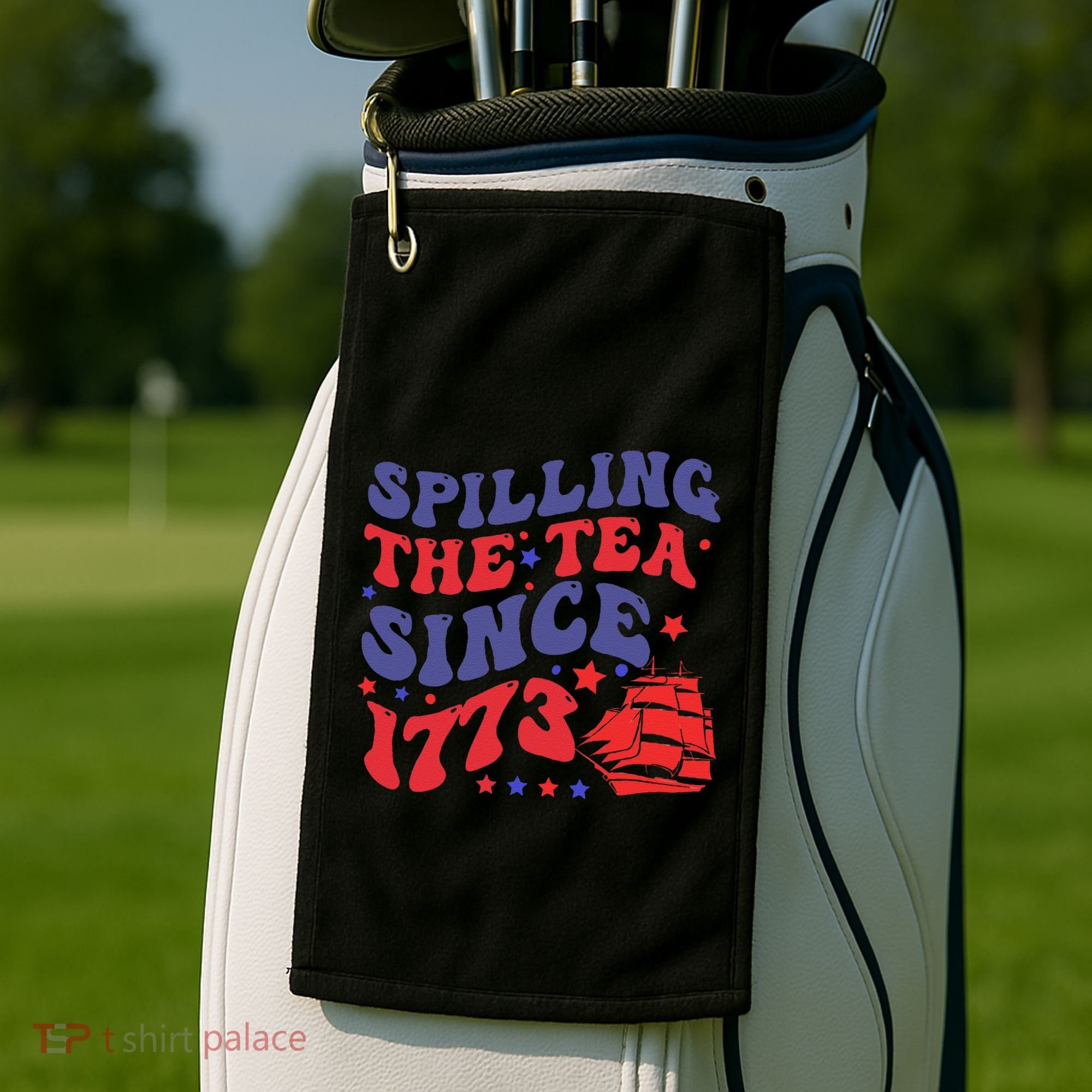 Spilling The Tea Since 1773 Retro Groovy History Teacher Fun Golf Towel