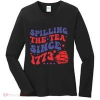 Spilling The Tea Since 1773 Retro Groovy History Teacher Fun Women's Long Sleeve Shirt thumb 0
