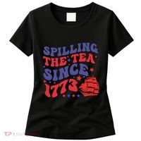 Spilling The Tea Since 1773 Retro Groovy History Teacher Fun Women's T-Shirt thumb 0