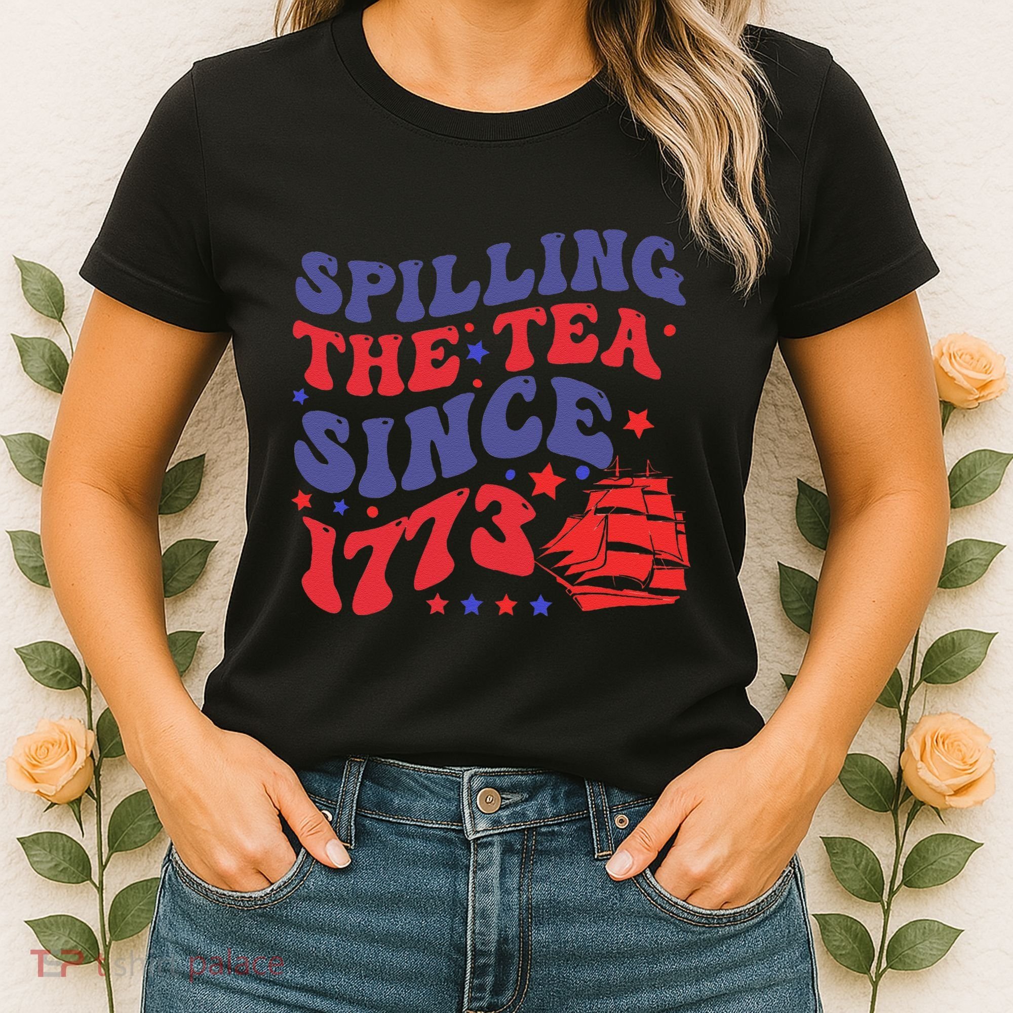 Spilling The Tea Since 1773 Retro Groovy History Teacher Fun Women's T-Shirt
