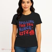 Spilling The Tea Since 1773 Retro Groovy History Teacher Fun Women's T-Shirt thumb 4