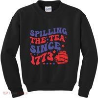 Spilling The Tea Since 1773 Retro Groovy History Teacher Fun Kids Sweatshirt thumb 0