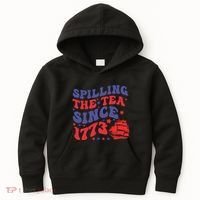 Spilling The Tea Since 1773 Retro Groovy History Teacher Fun Kids Hoodie thumb 0